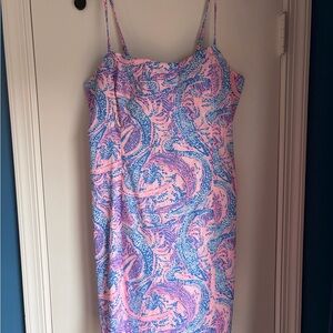 Lilly Pulitzer Shelli Stretch Shift Pink & Blue Women's Spaghetti Strap Dress